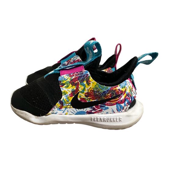 Nike Other - Nike Kids Black Multicolor Flex Runner Slip-On Sneakers with Floral Print